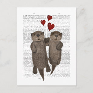 Otters Holding Händer Vykort