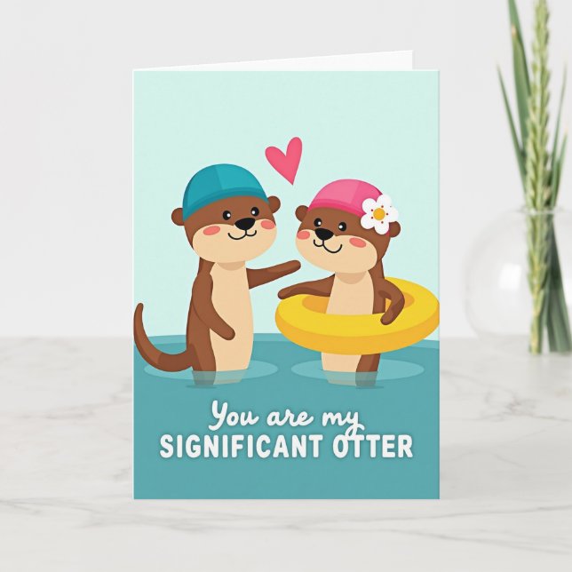 Otters In Love Greeting Card Kort (Framsida)
