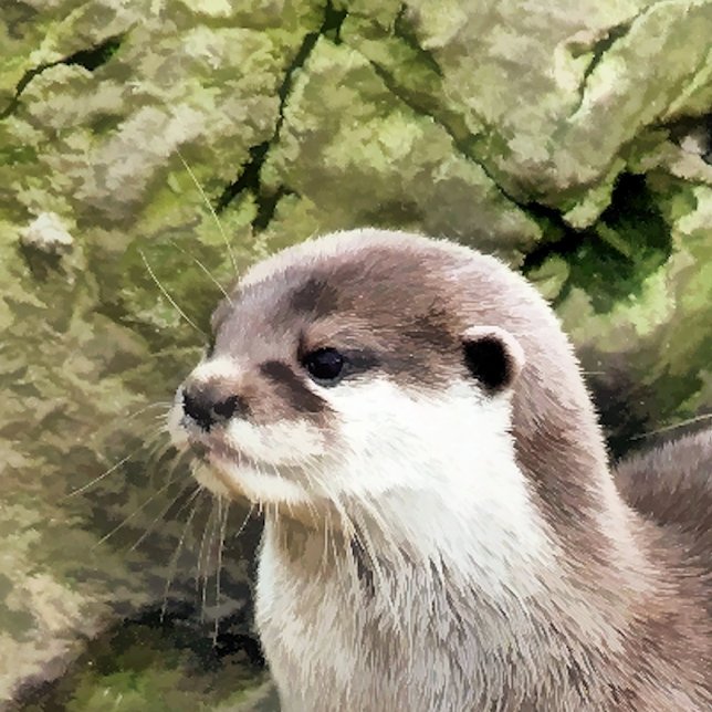 OTTERS JULGRANSPRYDNAD KERAMIK (A watercolor design of a very cute little otter.)