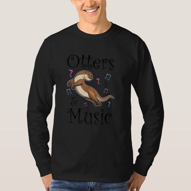 Otters Musician Music Notes Dancing Sea Otter T Shirt (Framsida)