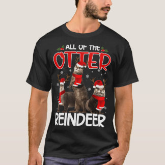 Otters Reindeer Deer Antler Funny Christmas Santa T Shirt