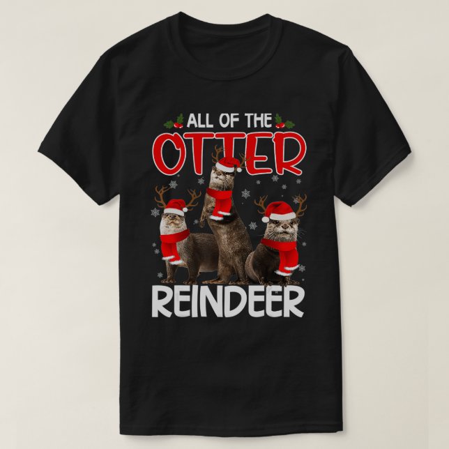 Otters Reindeer Deer Antler Funny Christmas Santa  T Shirt (Design framsida)