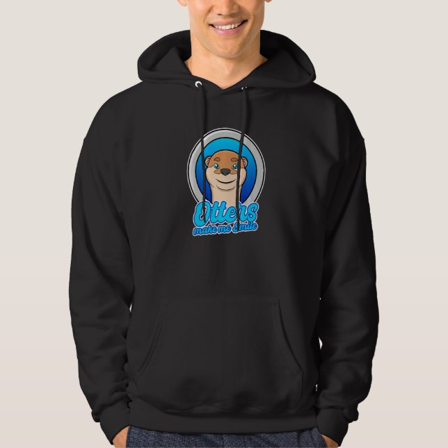 Otters Smile Cute Nature Sea Otters Wilderness   Hoodie (Framsida)