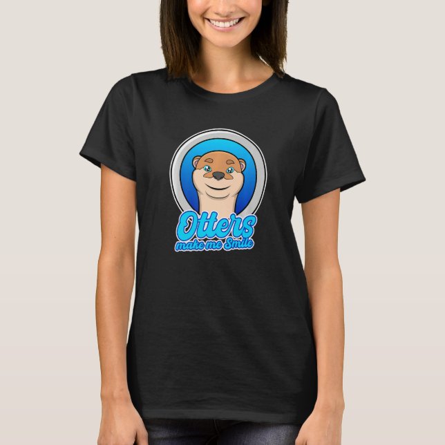 Otters Smile Cute Nature Sea Otters Wilderness   T Shirt (Framsida)