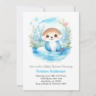 Otter's Wildblomma Paradise Blue Boy Shower Inbjudningar
