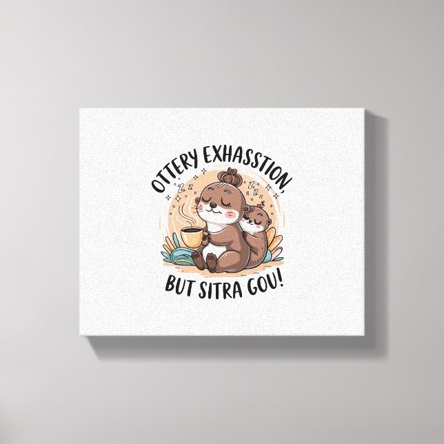 Ottery Expression Cute Sloth och Baby Canvastryck (Framsida)