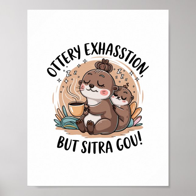 Ottery Expression Cute Sloth och Baby Poster (Framsidan)