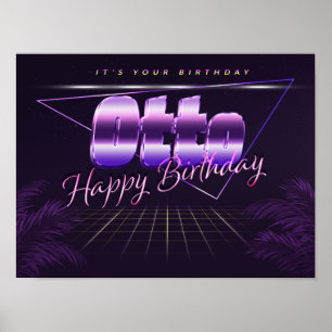 Otto Namn Vorname lila retro Poster Geburtstag