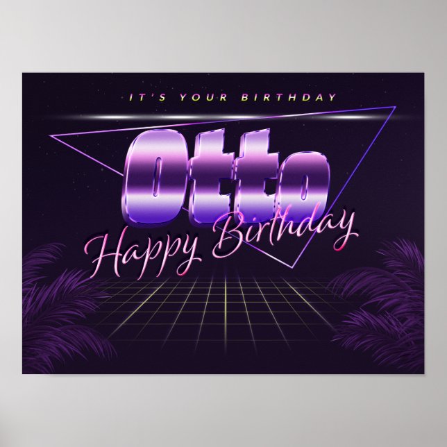 Otto Namn Vorname lila retro Poster Geburtstag (Framsidan)