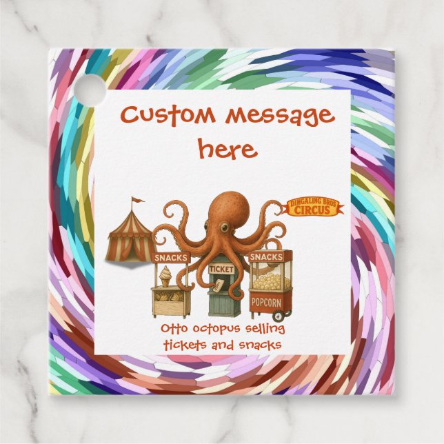 Otto’s circus snack shack gåvor etiketter (Framsida)