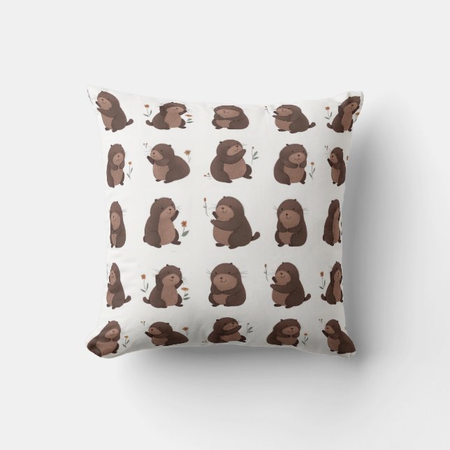 Otto the Brown Mole Pillow Kudde (Framsida)