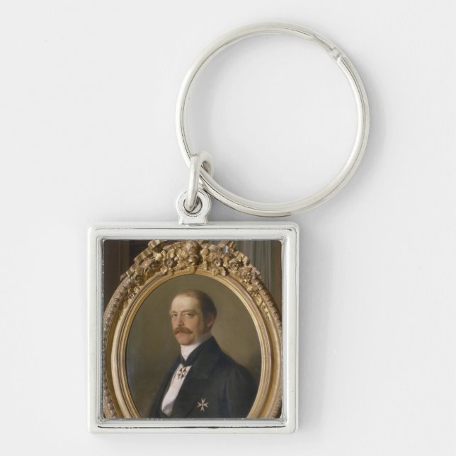 Otto von Bismarck Fyrkantig Silverfärgad Nyckelring (Framsidan)