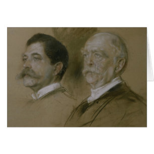 Otto von Bismarck och hans Son Herbert Hälsningskort