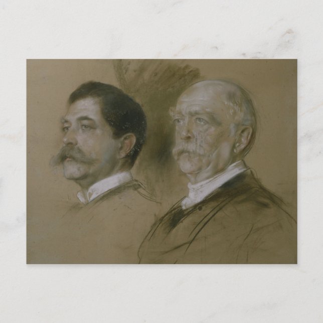 Otto von Bismarck och hans son Herbert Vykort (Framsida)