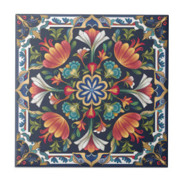 Ottoman Blommigt Mandala Ceramic Tile Kakelplatta