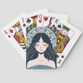 Ottoman Tile Girl - Serene Blue Blommigt Aura Casinokort