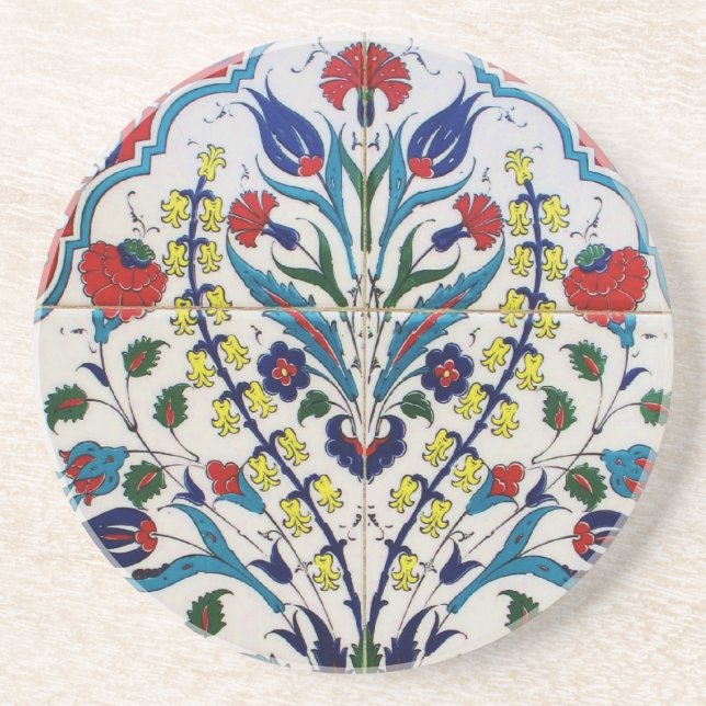 Ottoman Turkey Arabesque Old Tile Underlägg Sandsten (Framsidan)