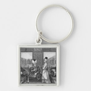Ottomandignitärer Fyrkantig Silverfärgad Nyckelring