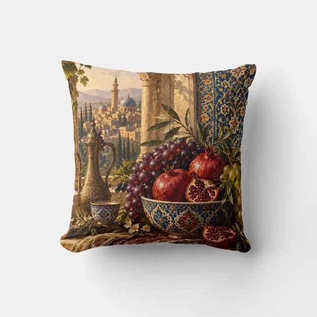 Ottomansk Granatäpple & Iznik Trädgårdsdyna Kudde (Framsida)