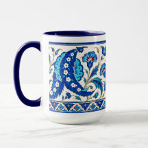 Ottomansk Iznik Saz blad blomkruka | Blå Turkos