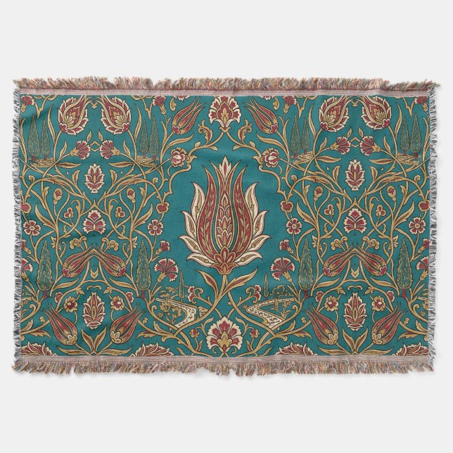 Ottomansk tulipmönstrat kastfilt filt (Framsidan)