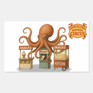 Ottos cirkus-snackbod rektangulärt klistermärke