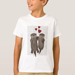 Ottrar som håller Händer T Shirt
