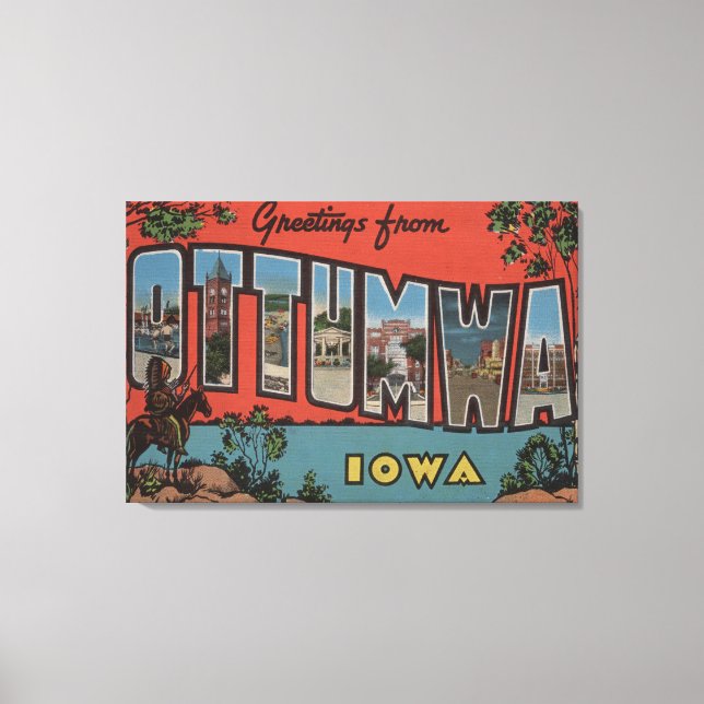 Ottumwa, IowaLarge Brev ScenesOttumwa, IA Canvastryck (Framsida)