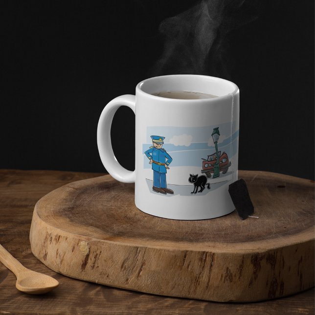 Otur luck Svart Katt Polis och Olycka Kaffemugg (Skapare uppladdad)