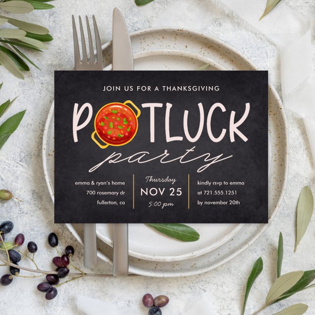 Oturinbjudan till Thanksgivingen Potluck Party Inbjudningar (Skapare uppladdad)
