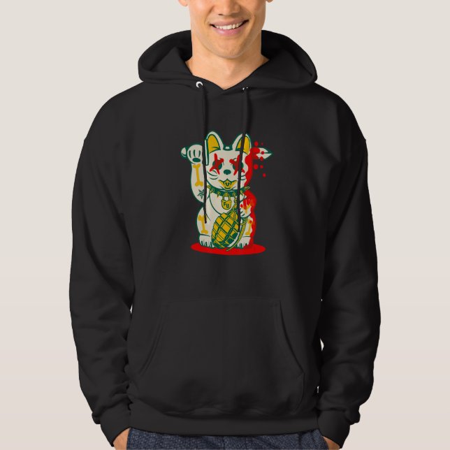 Oturlig lucky Cat Hoodie (Framsida)