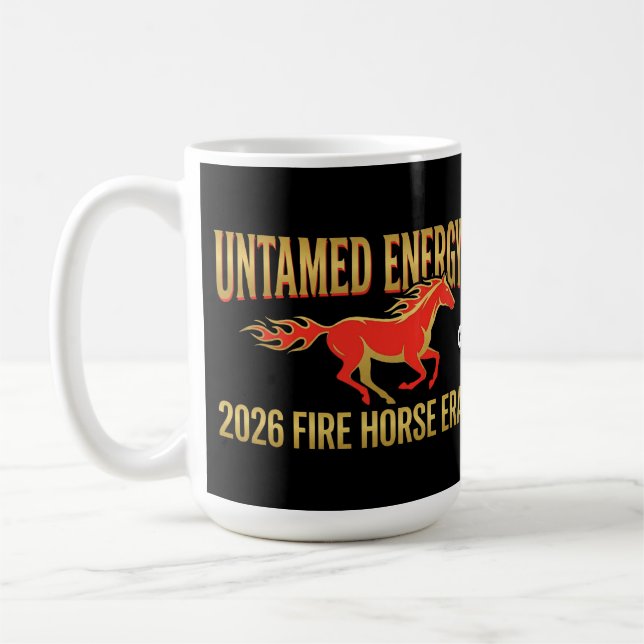 Otyglad Energi 2026 Eldhäst Period Lunar Nyår  Kaffemugg (Vänster)