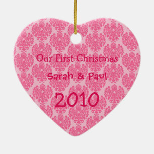 Ou First jul Rosa Damask Photo Ornament