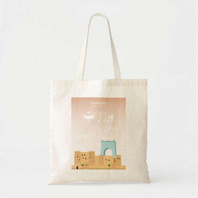 Ouarzazate Art – Illustrated Morocco City Design Tygkasse (Framsidan)