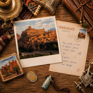 Ouarzazate Marocko Reseskort Vintagemiljö Kasbah Vykort