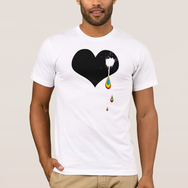 ouch. regnbågeheart. t-shirt (Framsida)