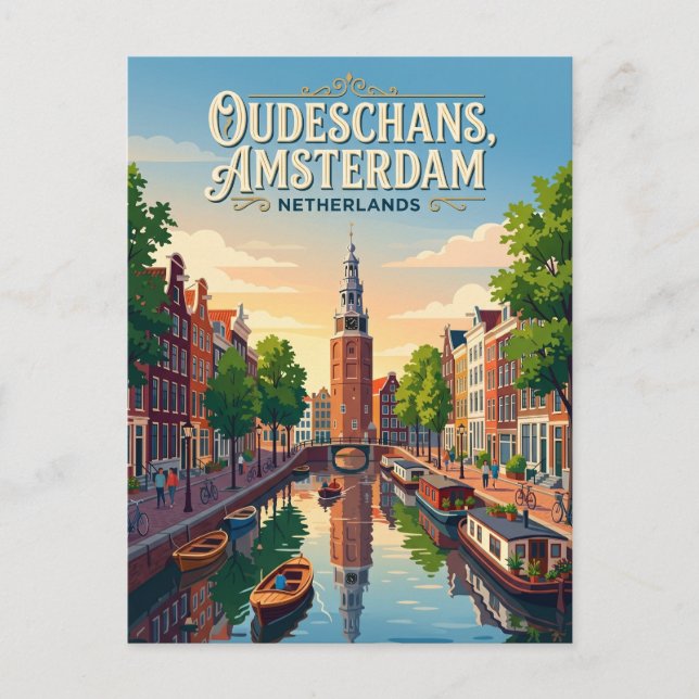 Oudeschans kanalen Nederländerna Vykort (Framsida)