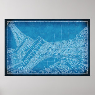 Oui! Las Vegas! Eiffel Torn Blueprint Poster