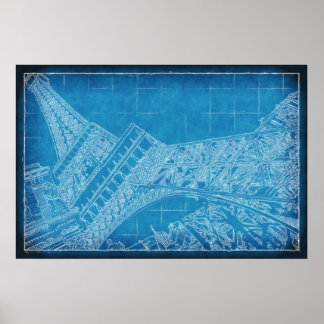 Oui! Las Vegas! Eiffel Torn Blueprint Poster