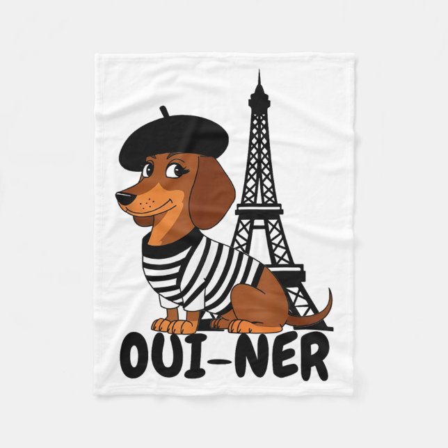 Oui-ner Dog Funny Dachshund Wiener Sausage Ween Do Fleecefilt (Framsidan)