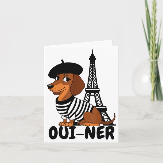 Oui-ner Dog Funny Dachshund Wiener Sausage Ween Do Kort (Framsida)
