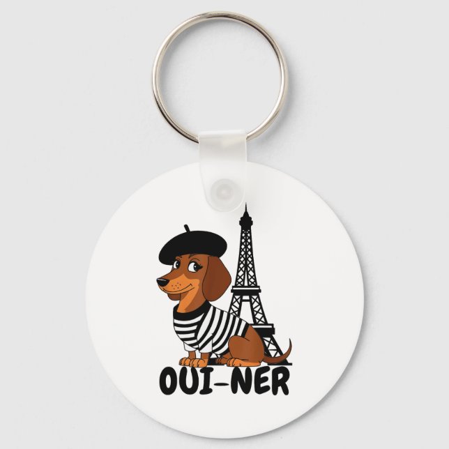 Oui-ner Dog Funny Dachshund Wiener Sausage Ween Do Nyckelring (Framsida)