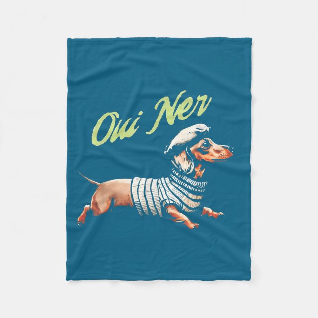 Oui Ner Funny Dachshund Wiener Dog French Humor  Fleecefilt (Framsidan)