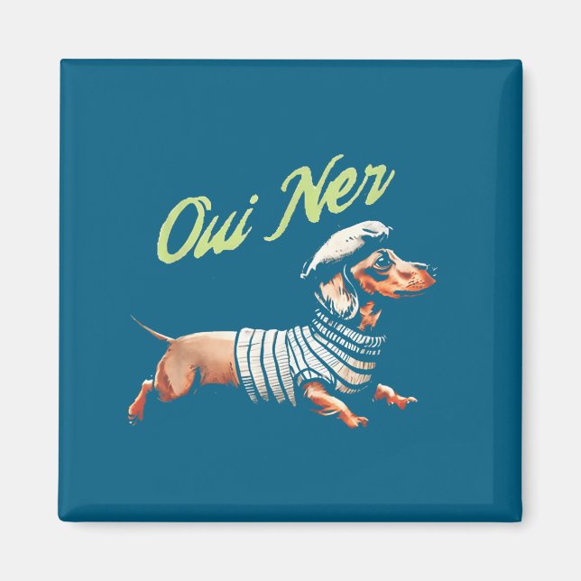 Oui Ner Funny Dachshund Wiener Dog French Humor  Magnet (Framsidan)