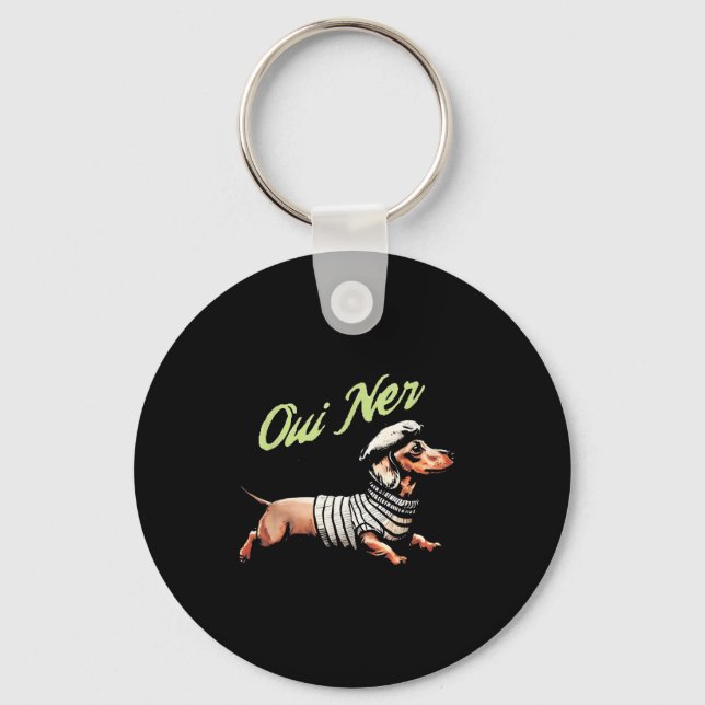 Oui Ner Funny Dachshund Wiener Dog French Humor  Nyckelring (Framsida)