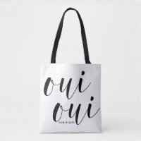 Oui Oui Black Modern Calligraphy Polka dots