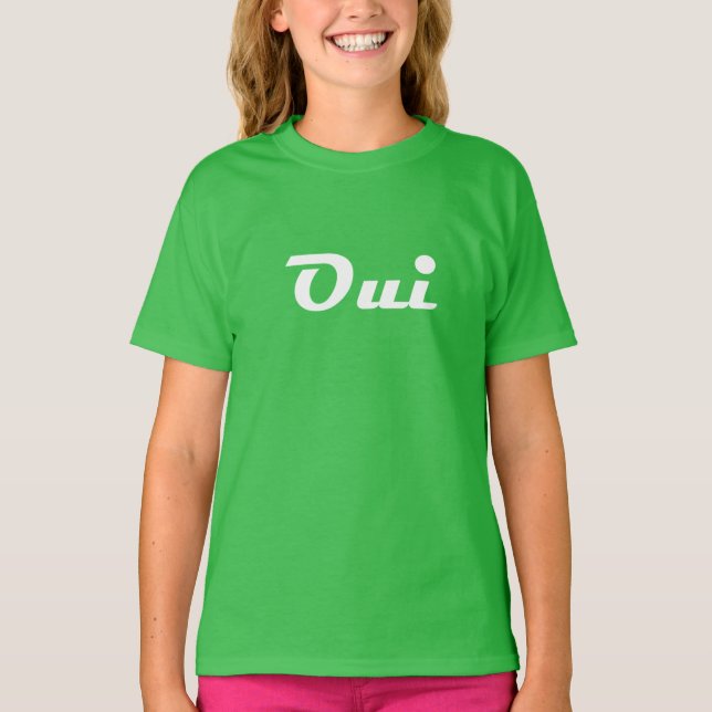 Oui Shirt, Grönt Oui Tshirt, Guld Oui Tee, Paris S T Shirt (Framsida)