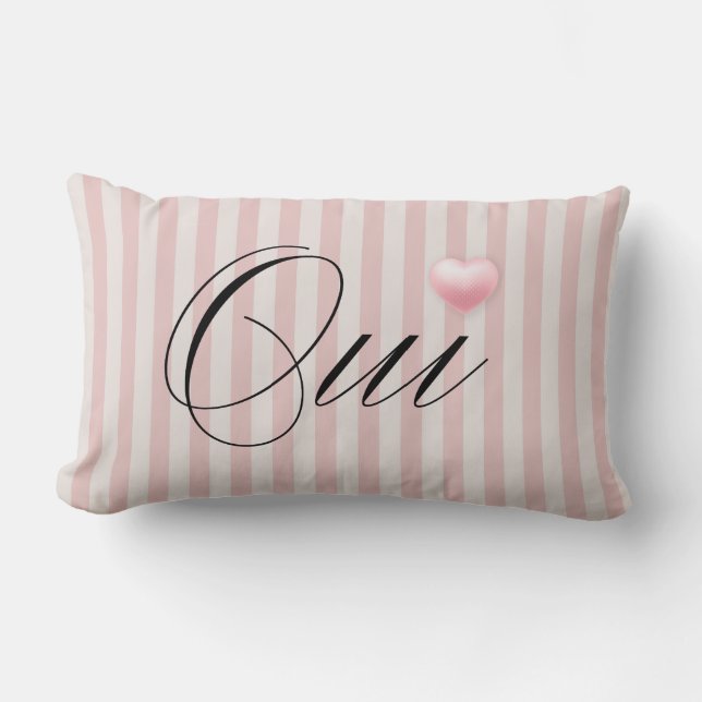 Oui Yes med Rosa rosa  rand Lumbarkudde (Framsida)