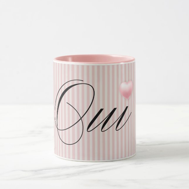 Oui Yes med Rosa rosa  rand Mugg (Center)