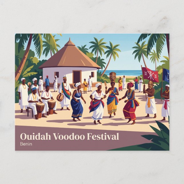 Ouidah Voodoo-festival Benin Vykort (Framsida)